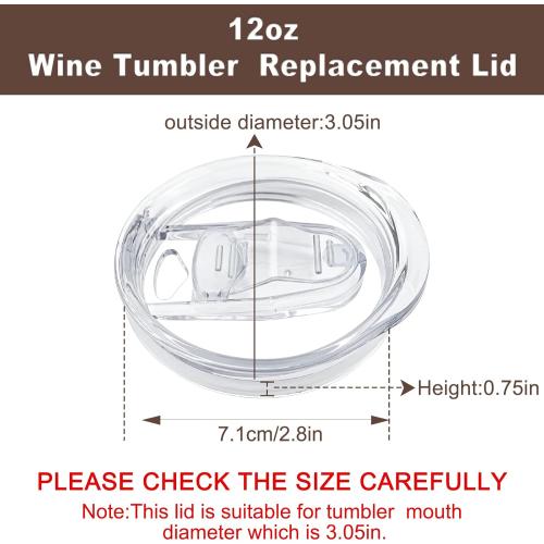 2 Pack 12oz Wine Tumbler Replacement Lids,Spill Proof Covers