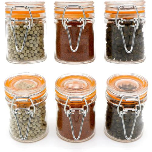 1.7 oz Mini Glass Spice Bottles, 24 Pack Small Glass Jars with Airtight Lid and Leak Proof Rubber Gasket, Empty Spice Containers with Labels for Home and Kitchen
