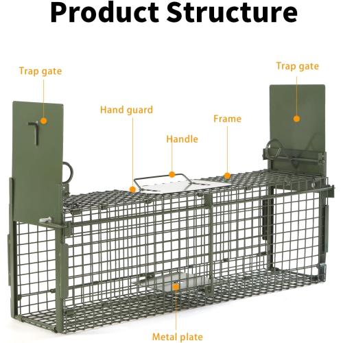 40 2-Door Large Live Animal Traps for Stray Cats up to 17.6 pounds, Raccoons, Squirrel, Skunk, Mole, Groundhog, Armadillo, Rabbit, with Pedal Triggers