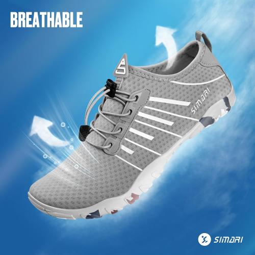 Grey Size 42 SIMARI Water Shoes for Women Men - Barefoot Quick-Dry Aqua Socks | Lightweight Swim Shoes for Surfing, Swimming, Beach Sports, Kayaking, Diving | Non-Slip Design