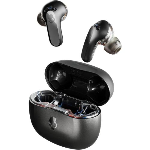 Skullcandy Rail ANC Wireless Earbuds, Bluetooth Headphones, Active Noise Cancelling, Up to 38 Hours Battery, Microphone for iPhone Android, Customizable via Skull-iQ App - True Black