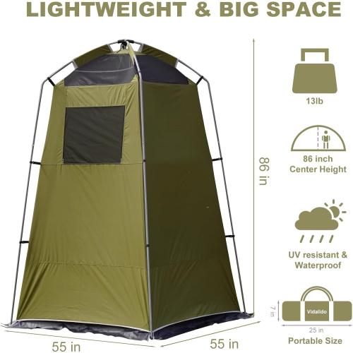 Vidalido Outdoor Camping Shower Tent Easy Setup Privacy Tent Changing Room Portable Camp Shower Tents for Camping with Floor, Waterproof Privacy Shelters Camping Toilet Tent