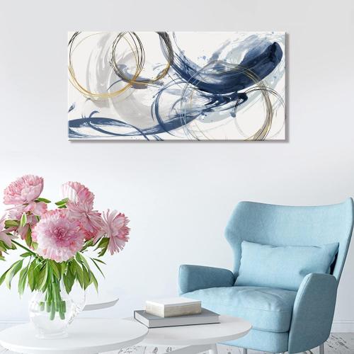 Sxurmtiie Canvas Wall Art Abstract Art Paintings Blue Fantasy Colorful Graffiti on White Background 24inchx48inch Modern Artwork wall Decor for Living Room Bedroom Kitchen…