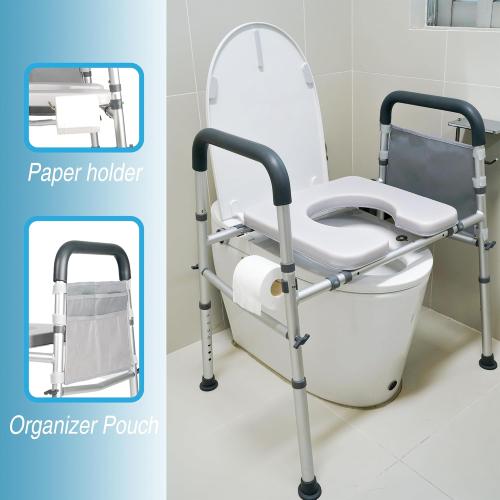 Raised Toilet Seat For Seniors 400Lbs, Adjustable Toilet Riser With Handles, Elevated Toilet Seat For Elderly, Pregnant, Handicap, Fit Any Toilet
