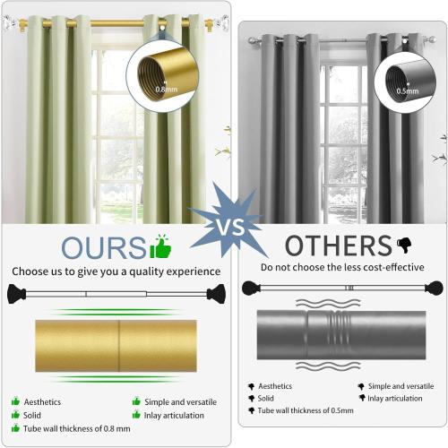 Gold Decorative Crystal Curtain Rods 36 to 88 Inch:Heavy Duty Adjustable Window Curtains Rods for Living Room Bedroom,Brass Gold Modern Girly Acrylic Drapery Rod with Clear Bling Diamond Finial