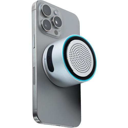 MagSound MagBeat Bluetooth Speaker with Magnetic Wireless Charger (Titanium), Portable Stereo Sync TWS, Booming Bass, Up to 10H, IPX7 Waterproof, Gift for Men