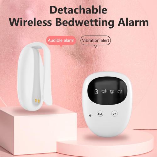 White Wireless Bedwetting Alarm for Boys and Girls USB-C Rechargeable, High Sensitivity, Loud Sound, Strong Vibration, Pee Alarm, Bedwetting Solutions, Potty Training for Kids