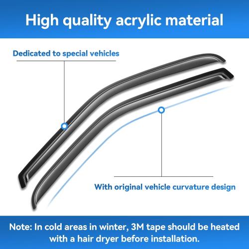 Window Rain Guards for 2014-2018 Chevy Silverado/GMC Sierra 1500 Crew Cab & 15-19 Silverado/Sierra 2500HD 3500HD, Window Visor Vent Wind Shade Deflector Shield Protector Sun, for Full-Size Cab Only