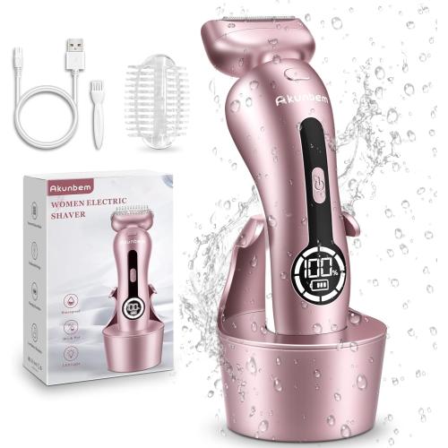 Electric Shaver for Women for Legs Bikini Trimmer Electric Razors for Women Underarm Public Hairs Rechargeable Womens Shaver Wet Dry Use Painless Cordless with Detachable Head (Pink)