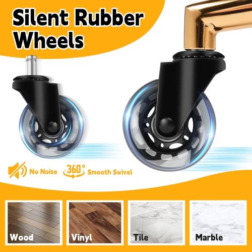 Rolling Stool Heavy Duty 450lbs - Reinforced with Golden Alloy Steel, Super Soft Thick Cushion, 360° Swivel, Smooth Rolling NO Noises, Adjustable Stool with Wheels for Massage Tattoo Spa, (Black)