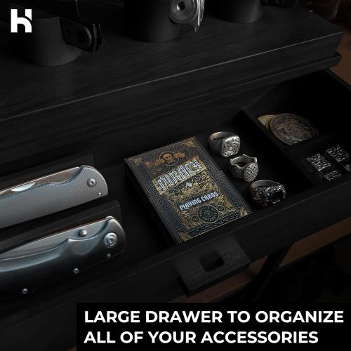 Holme & Hadfield Premium Knife Display Case for up to 10 Knives – Handcrafted Wooden Pocket Knife Organizer for Collections – Birthday Gift for EDC Collectors – Luxury Built to Last