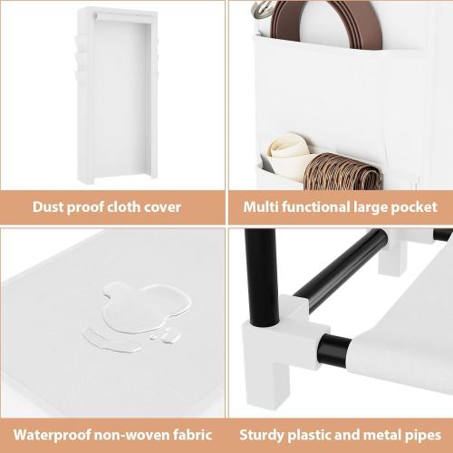 VTRIN Vertical Narrow Shoe Rack Organizer Tall Shoe Rack for Closet Entryway 10 Tier Non-Woven Cover Shoe Shelf Holds 36-41 Pairs Free Standing Shoe Storage Cabinet with Dustproof Cover, White