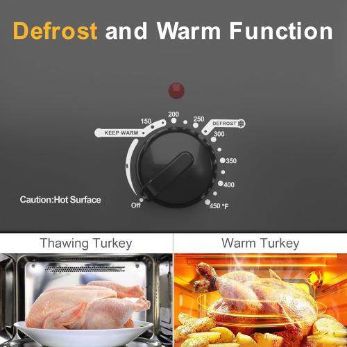 Sunvivi Roaster Oven with Self-Basting Lid,20 Quart Electric Roaster with Removable Pan & Rack,150-450°F Full-Range Temperature Control with Defrost/Warm Function,Stainless Steel,Grey
