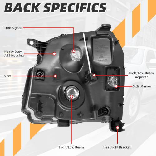Headlight Assembly Pair Compatible with GMC Yukon/Yukon XL 1500 2500 2007-2014, Factory-Style Head Lamp Replacement 15861026 15861025, Black Housing Amber Side, Left and Right Side