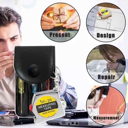 Mini Screwdriver Keychain Tape Measure Keychains Set Retractable Keychain Tape Measure Mini Screwdrivers in Pouch Keychain for Birthday Party Favors and Daily Use, 1 m/ 3 ft (24 Pcs)