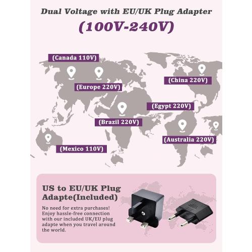 Mini Travel Curling Iron 1 Inch,Dual Voltage with European Plug Adapter | Small Curling Iron for Short Hair,110~240V Dual Voltage, Anti-Scald Cover,Auto-Off,5 Temp Digital Settings