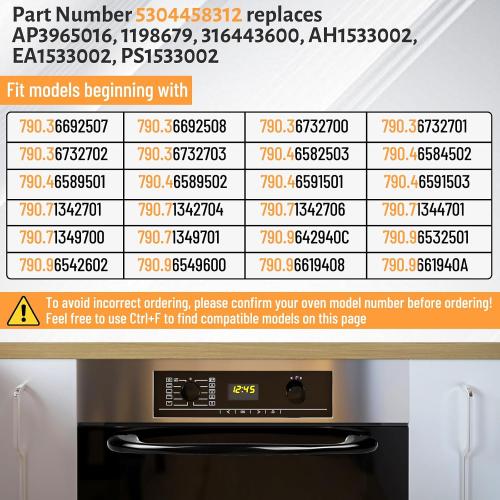 5304458312 Oven Door Handle Replacement Compatible with Frigidaire Kenmore Electrolux Electric Range Microwave Stove AP3965016 PS1533002 Include 2 Screws 316433300