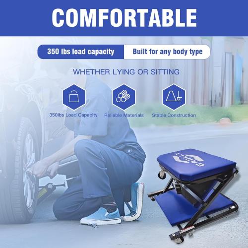 Garage Shop Creepers, Foldable Z Creeper 2-in-1 for Car, 36 Adjustable Roller Garage Chair Lay Down or Sit, 330 LBS Capacity Under Car Roller Creeper with 6 Swivel Casters