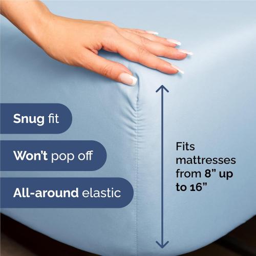 Twin XL 4 Piece Sheet Set - Comfy Breathable & Cooling - Ultra-Soft Hotel Luxury Bedding Set w/ 8-16 Inch Deep Pockets - 1 Flat & 1 Fitted Sheet & 2 Pillowcases - Wrinkle Free & Easy Care - Baby Blue