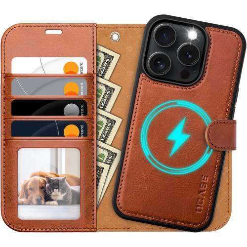 OCASE for iPhone 16 Pro Max Case Detachable Wallet Case with Card Holder, 2 in 1 Pu Leather Flip Folio with RFID Blocking Stand Wrist Strap Shockproof Phone Cover 6.9 Inch 2024, Brown