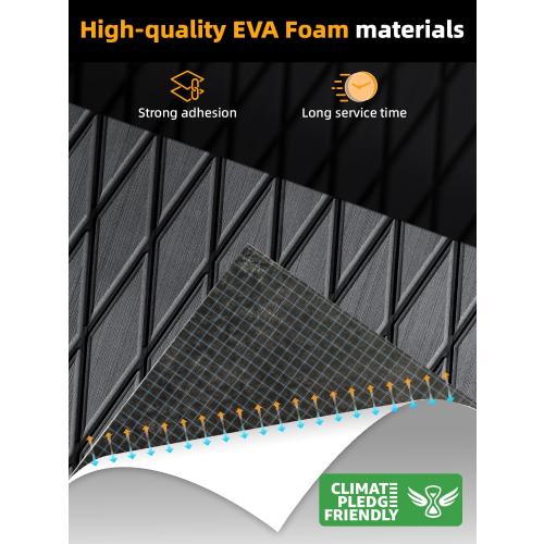 FOCEAN Boat Flooring EVA Foam Boat Decking Marine Mat Non-Slip Self-Adhesive Flooring Sheet for Motorboat Kayak Surfboard Garden Swimming Pools, 94.5''x 47.2'', Dark Grey with Black Lines