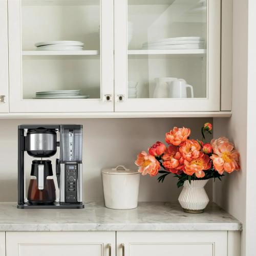 Ninja 10 Cup Drip Coffee Maker, Hot & Iced Coffee Machine, Stainless Steel, Glass Carafe, Programmable, with Advanced Brewing Technology for Iced Coffee, Single Serve and Brew Strength Options - CM300