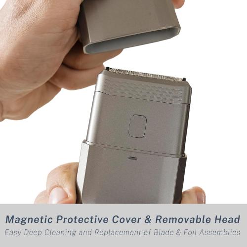Electric Razors for Men Face - Compact Travel Electric Foil Shavers for Mens Bald Head - Small Portable Face and Head Shavers IPX7 Waterproof Wet and Dry, Dual-Action Blades and USB-C Rechargeable