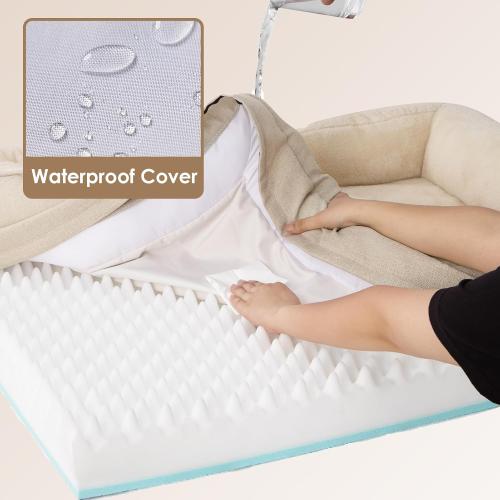 EHEYCIGA Orthopedic XL Dog Bed for Large Sized Dog, 42x30 Inch Extra Large Memory Foam Dog Couch Bed with Sides, Waterproof Liner & Washable Removable Cover, Bolster Pet Sofa, Beige