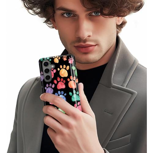 Compatible for Samsung Galaxy A36 5G Case, 2 Layer Hard Shell Silicone Cover 2 in 1 Shockproof Protective Phone Case,Animal Paw Print