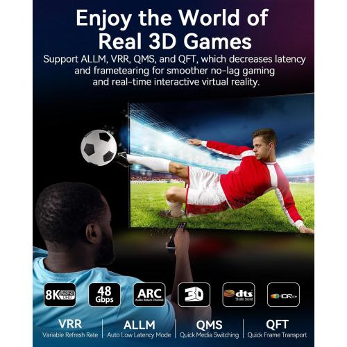 8K HDMI Cable 6.6 ft, Ultra High Speed HDMI 2.1 Cord Braided (48Gbps), 8K@60Hz, 4K@120Hz, HDCP 2.2&2.3, 24K Gold Plated Connectors Compatible with HD TV Monitor Laptop Xbox PS4/PS5 ect