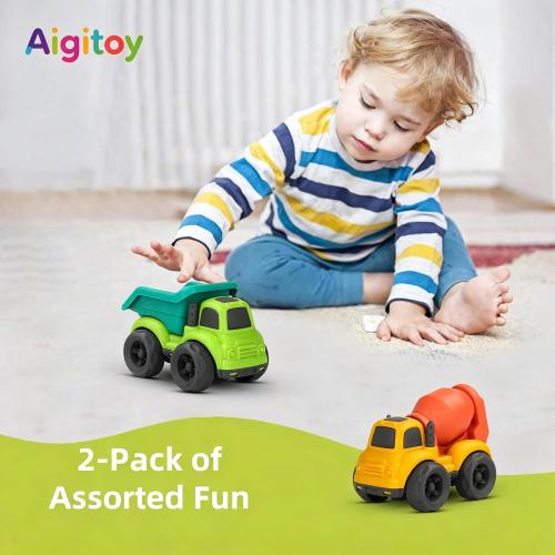 Aigitoy Toddler Car Toys for 2-4 Years Old, Dump Truck, Mixer Cement Set | Outdoor Toy Truck, BPA Free, Phthalates Free, PVC, Recycled Plastic, Easter Christmas Birthday Gifts for 2 3 4 Year Boy Girl