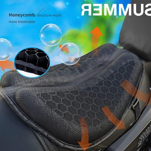 Motorcycle Seat Cushion, Motorcycle Gel Seat Pad with 3D Honeycomb Shock-Absorbing Breathable Seat Cover