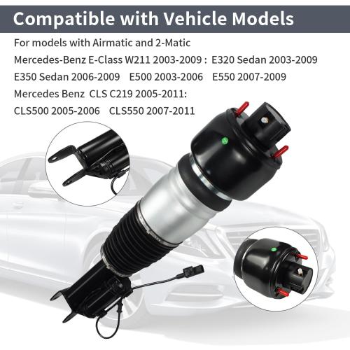 Front Right Air Suspension Strut Shock Absorber for Mercedes-Benz 2-MATIC Airmatic 2003-2009 W211 E-CLASS E320 E350 E500 E550 for 2005-2011 C219 CLS500 CLS550 2113209313 2113205513