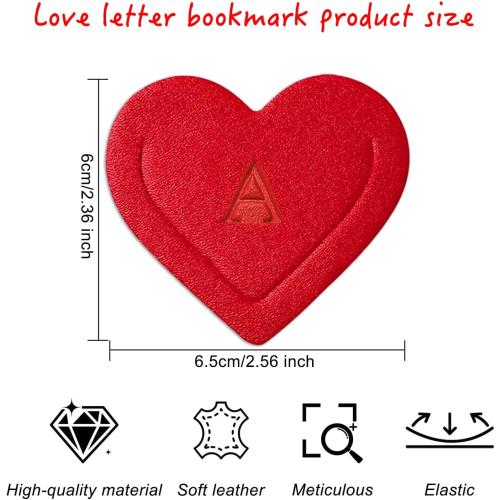 Personalized Leather Heart Bookmark with Initial, Cute Letters Custom Corner Book Mark for Reading Women, Student, Book Lovers, Teacher Appreciation Gifts, Book Accessories (J)