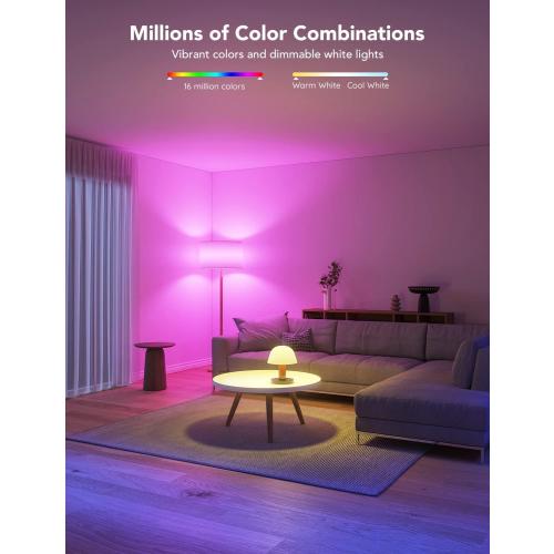 Govee LED Smart Light Bulbs, 1000LM RGBWW A19 75W E26 Base 4 Pack | Color Changing Light Bulb, Work with Matter Alexa and Google Assistant, Smart Bulbs for Bedroom, Living Room