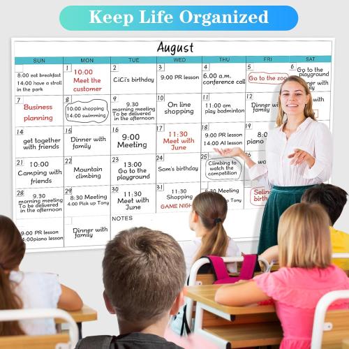 Dry Erase Calendar for Wall - 38 x 58 Extra Large White Board Calendar, One Month Undated Blank Daily Planner, Reusable Laminated 30-Day Task Organizer for Office, Classroom, Home(No Creases)