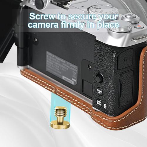 VOVMOEYA Protective Camera Case for Fujifilm XM5 Mirrorless Camera,Fuji X-M5 Camera Case Fuji XM5 Half Case With Front Cover With Shoulder Strap Full Protection Snap Button-COFFEE