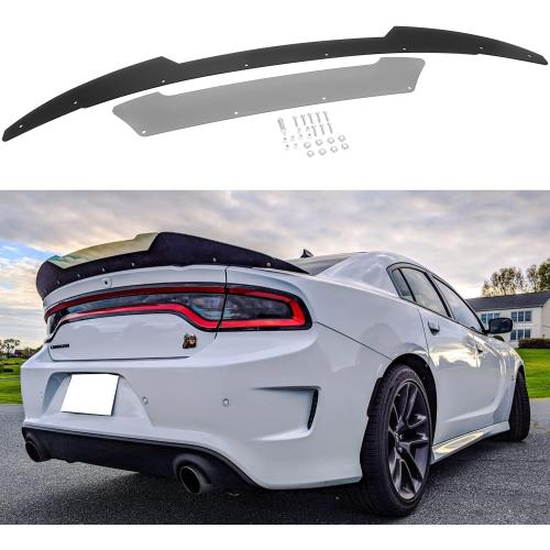 Bonbo Venom V2 Rear Wickerbill Spoiler for Dodge Charger 2015-2024 SRT ScatPack Hellcat, Add-on Type 2-Piece Rear Wicker Bill Spoiler with RivNut Tool (Gloss Black)