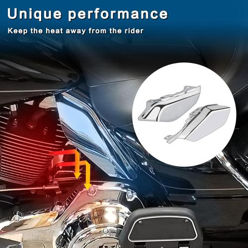 2 pack Mid Frame Air Deflectors Heat Shield Trim Covers Chrome Compatible with Harley Touring Street Glide Road King Electra Glide CVO 2009-2024