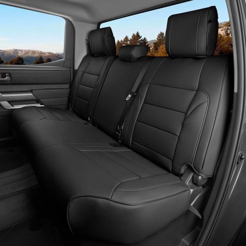 Custom Fit Tundra Seat Covers for 2022–2026(CrewMax & Double Cab) | Full Set for SR, SR5, Limited, Platinum, 1794, TRD Pro, Capstone, Fits Gas & Hybrid, Waterproof Leatherette,Pet & Kid,Black