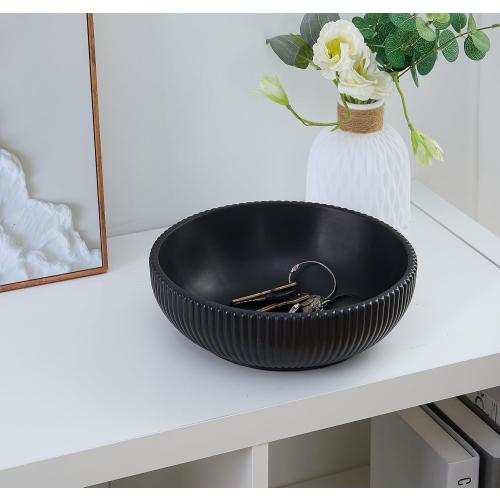 Aotea Crafts - Concrete Black Fruit Bowl for Kitchen Counter - Decorative Modern Industrial, Minimalist Fruit & Centerpiece Bowl - Sealed & Durable - Handcrafted -10 inch