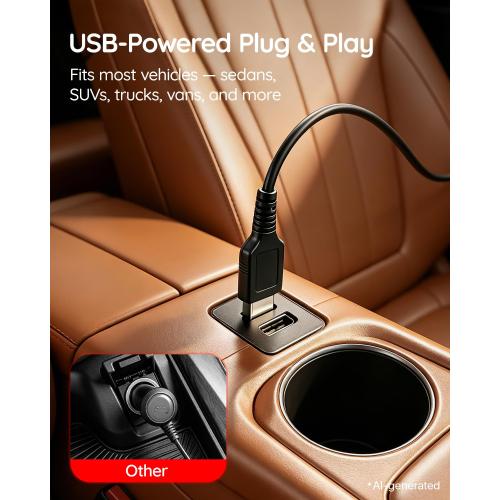 Babyvue USB Baby Car Camera, Backseat Monitor Car Seat Mirror | 1080P HD Easy Install, Auto IR Night Vision, 360° Rotating for Rear-Facing Kids Infant & New Parents(White)
