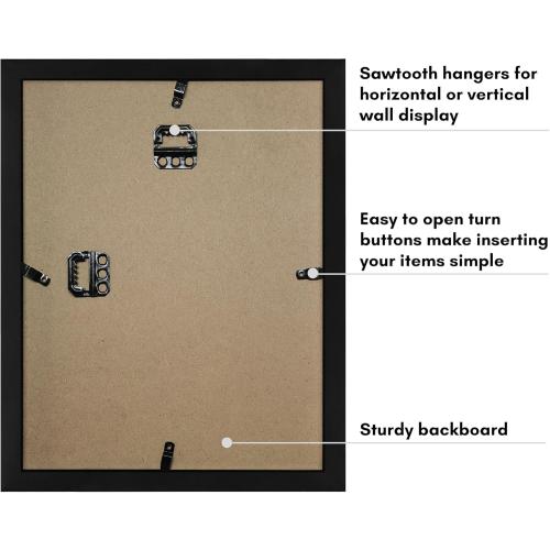 Americanflat 8x10 Shadow Box Frame with Shatter-Resistant Glass - Use as 6x8 Frame with Mat or 8x10 Without Mat - Silhouette Collection - Black with Soft Felt Back