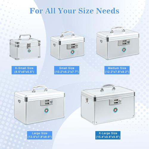 KYODOLED X-Large Medicine Lock Box, Locked Medicine Box with Key, Children Safe Medication Storage, 14.8 x 8.9 x 8.9 Inch, White