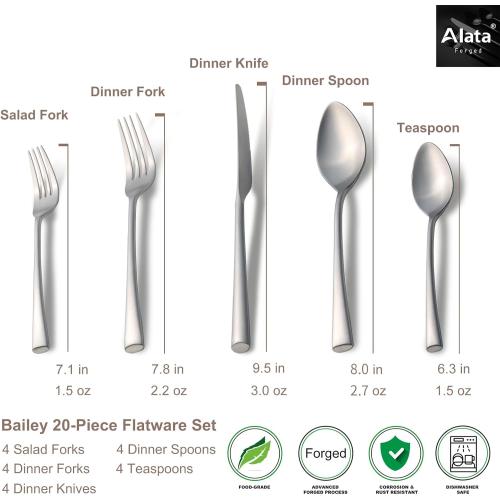 20-Piece Forged Stainless Steel Flatware Set Cutlery Set,Service for 4,Dishwasher Safe…