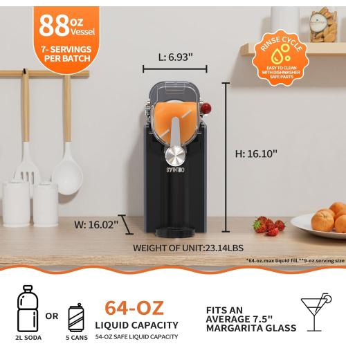 Slushie Machine for Home, Soft Serve Ice Cream Machine, 88oz Vessel Slushy Machine with 6 Preset Programs, Frozen Drink Maker for slush, Margaritas, Smoothie, Frappés, Milkshakes, and More