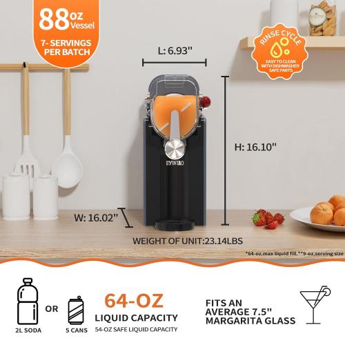 Slushie Machine for Home, Soft Serve Ice Cream Machine, 88oz Vessel Slushy Machine with 6 Preset Programs, Frozen Drink Maker for Slush, Margaritas, Smoothie, Frappés, Milkshakes, and More