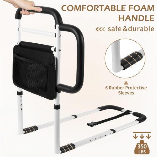Bed Rails Grab Bar Bed Handrails for Elderly Adults Safety, Bed Cane for Seniors with Foam Handle and Storage Pocket, Adjustable Bedside Assist,ASTM Approved.
