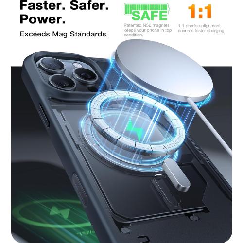 TORRAS Magnetic Shockproof for iPhone 16 Pro Max Case, [Fit for MagSafe] [Military-Grade Drop Tested] Translucent Slim Protective for iPhone 16 Pro Max Case Anti-Fingerprint Anti-Scratch, Black