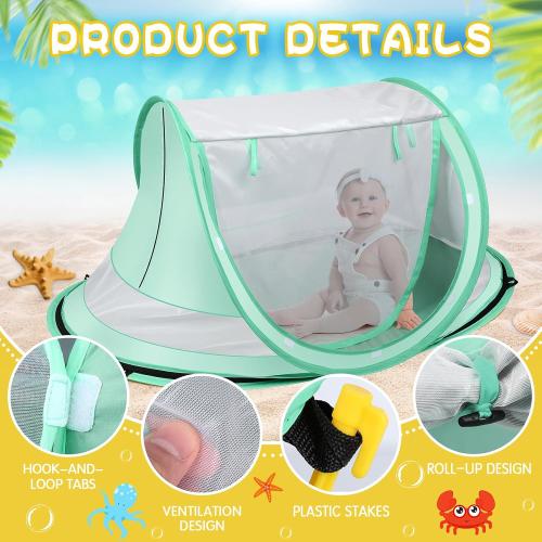 Kapeazo Baby Beach Tent, Pop Up UV Sun Shade for Infant Toddlers (Green)